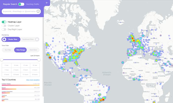 hashtag tracking one million tweet map 2
