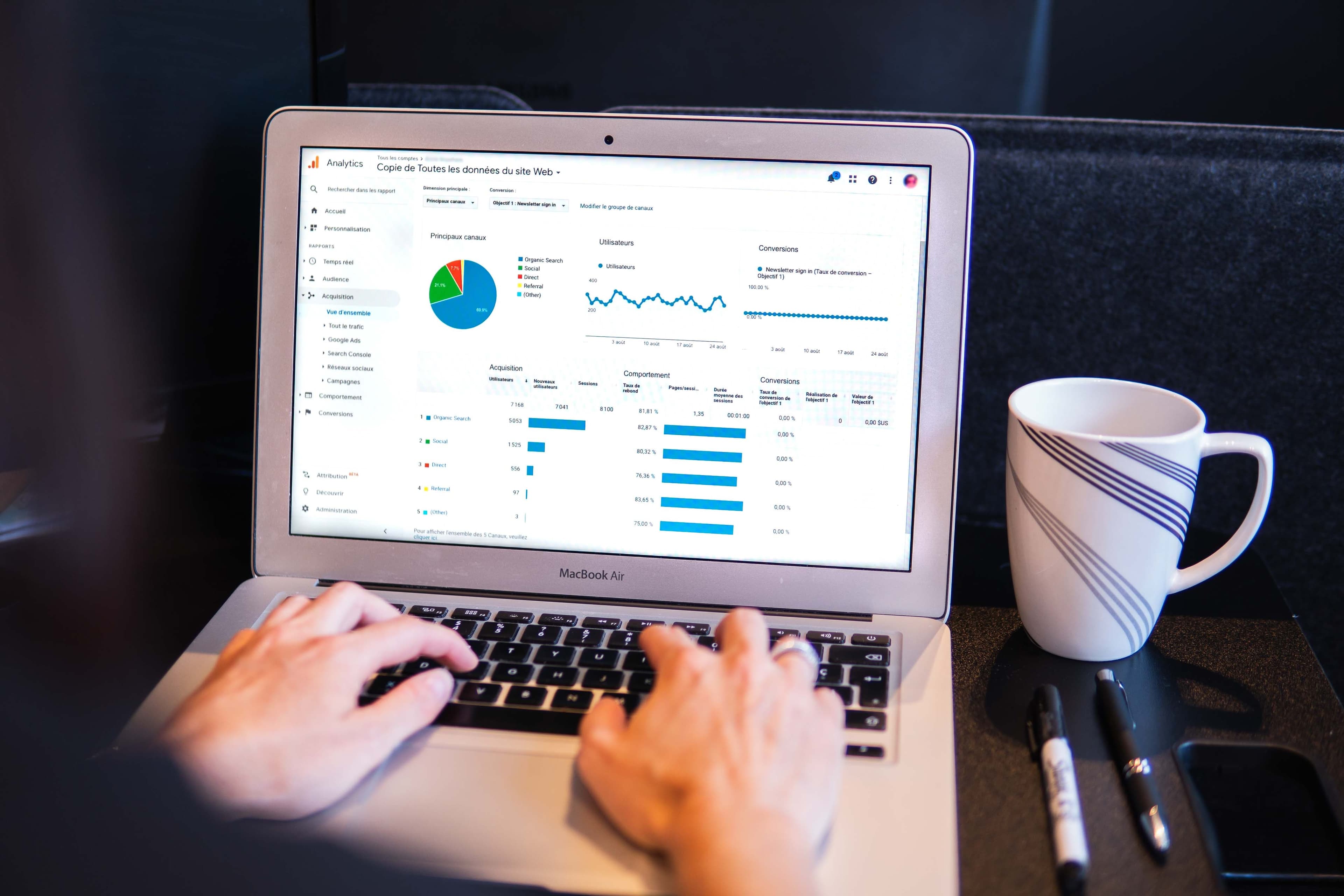Customer analytics tools - hands on keyboard for GA