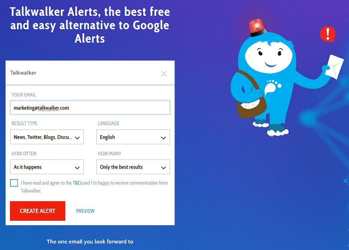 Herramienta gratuita para la gestión de reputación en línea : Las alertas de Talkwalker