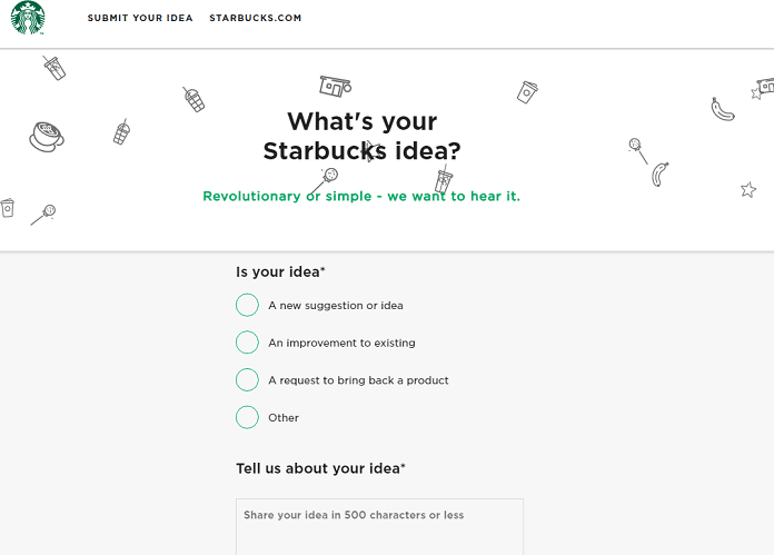 Social media listening in food &amp; beverage industry - Starbucks idea submission website for market research