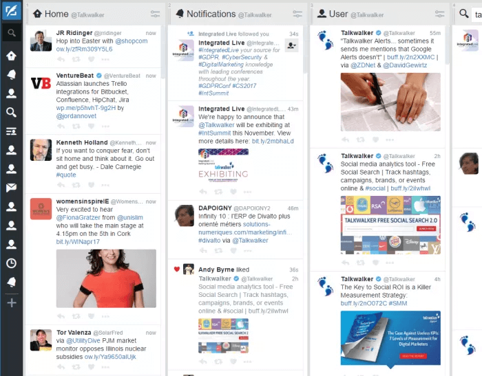 tweetdeck - menciones sociales
