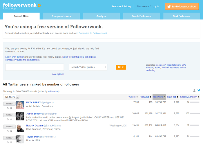 followerwonk - menciones sociales