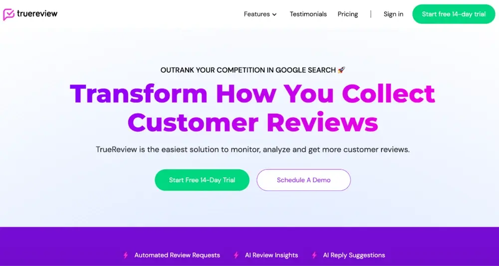TrueReview homepage